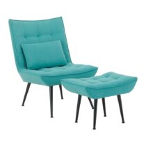 Čalúnené Kreslo S Podnožkou Toma, Petrolejové