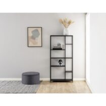 Okrúhla Zamatová Taburetka Retina, Tmavosivá