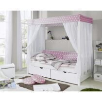 Posteľ S Nebesami Lino Záves Ružovo-Biely