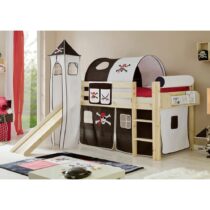 Posteľ S Priestorom Na Hru Kasper Záves Bielo-Čierný