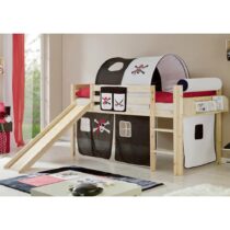 Posteľ S Priestorom Na Hru Manuel Záves Bielo-Čierny