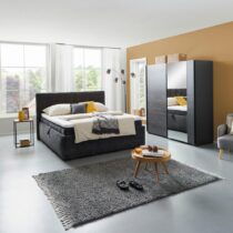 Skriňa So Zrkadlom Stripe Š. 180cm,biela/tmavosivá